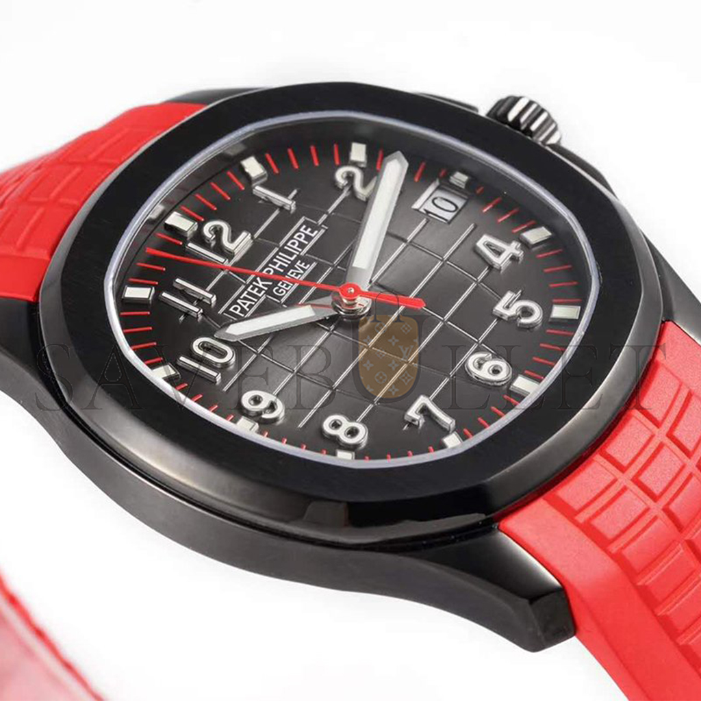 PATEK PHILIPPE AQUANAUT‘BLACK VENOM’BLACK DIAL ON RED RUBBER STRAP WATCH 5167A